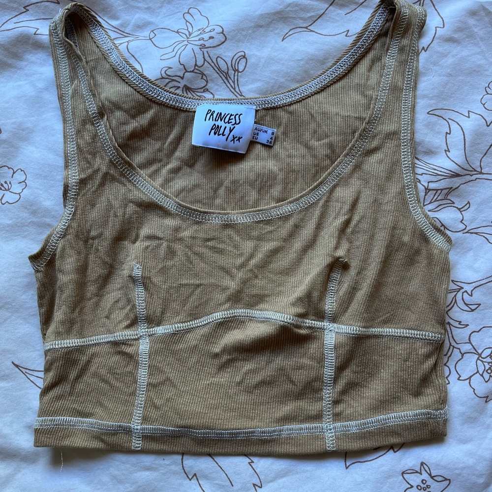 Princess Polly Cropped Tan Tank